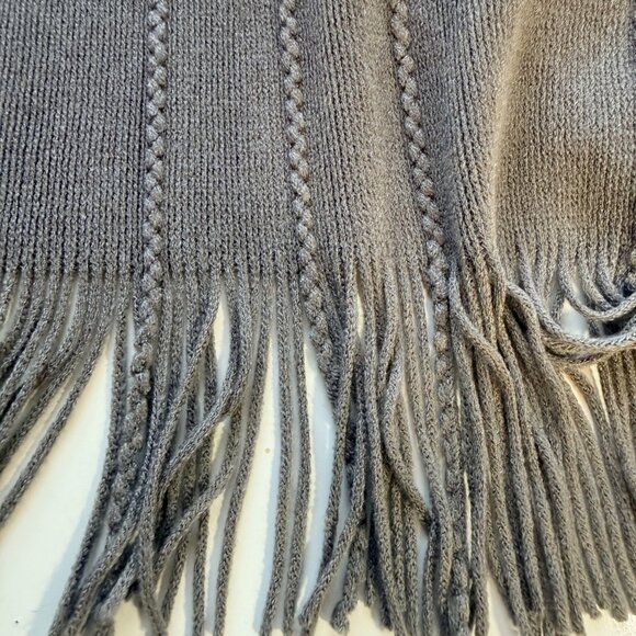 Layers By Lizden Poncho Womens Plus Gray Acrylic Fringe Trim Open Front - Picture 4 of 5